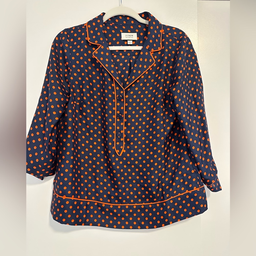J Crew 100% Silk Half Button Up Blouse. Size Small.